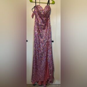 RJ Crush Formal Gown Pink Sequin Slit gown